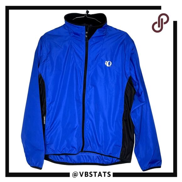iQ Pearl Izumi Mens Colorblock Full Zip Windbreaker Cycling Jacket Blue Black XL